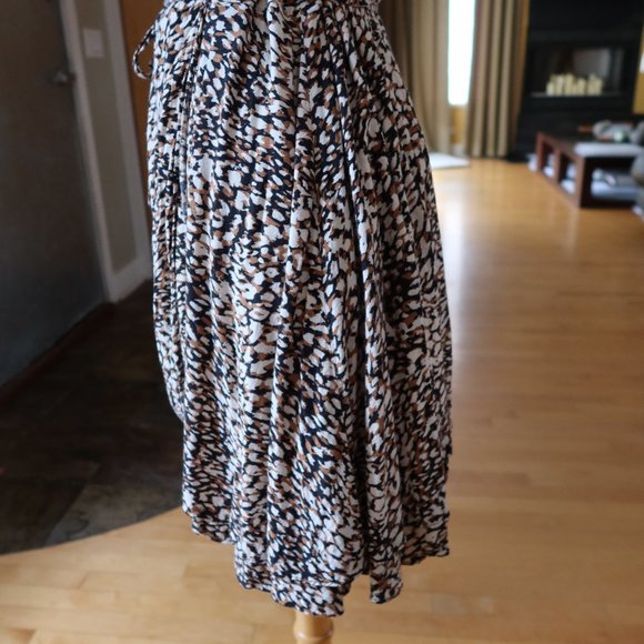 Free People French Quarter mini wrap ruffled wrap dress $128 in jet combo size L - Picture 14 of 16